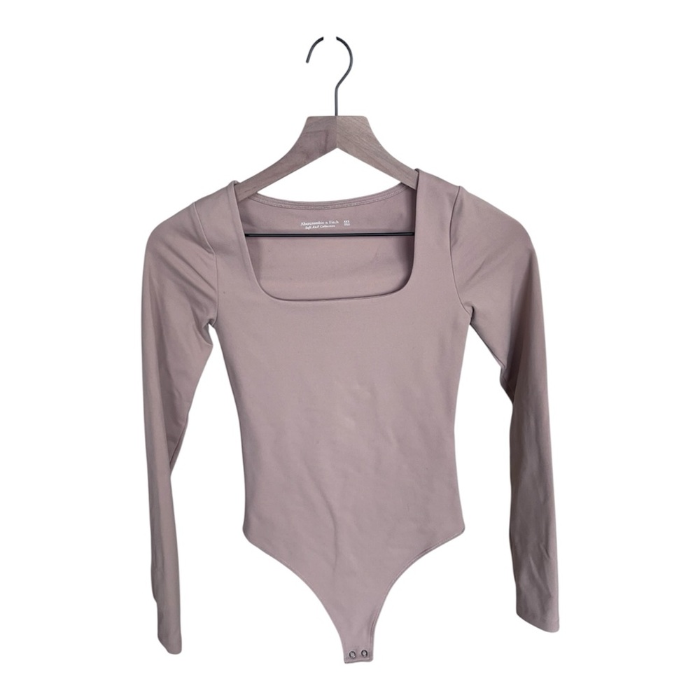 Abercrombie Long-Sleeve Seamless Square-neck Bodysuit - Beige XXS